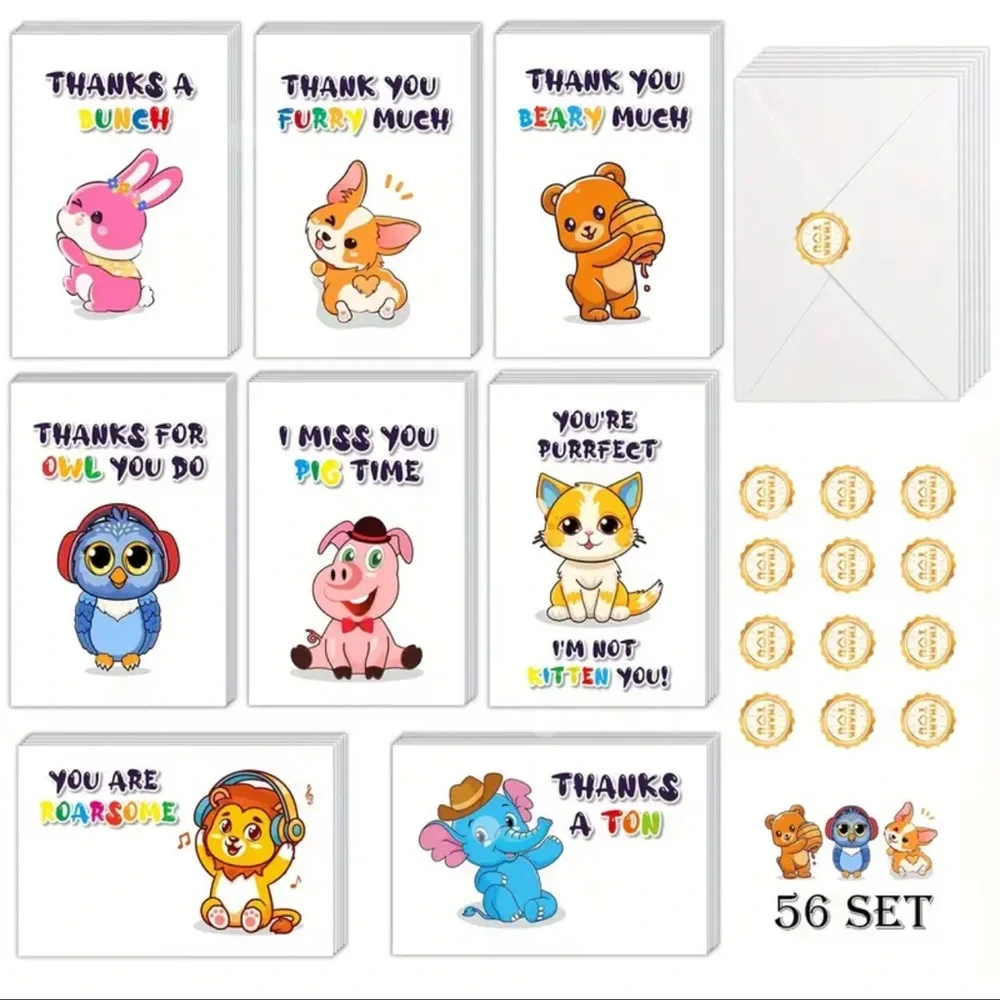 150 pieces total Thank you card with envelopes and closing stickers